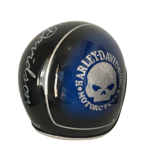 Blue Glitter Harley Davidson Open Face Motorcycle Helmet - Image 5